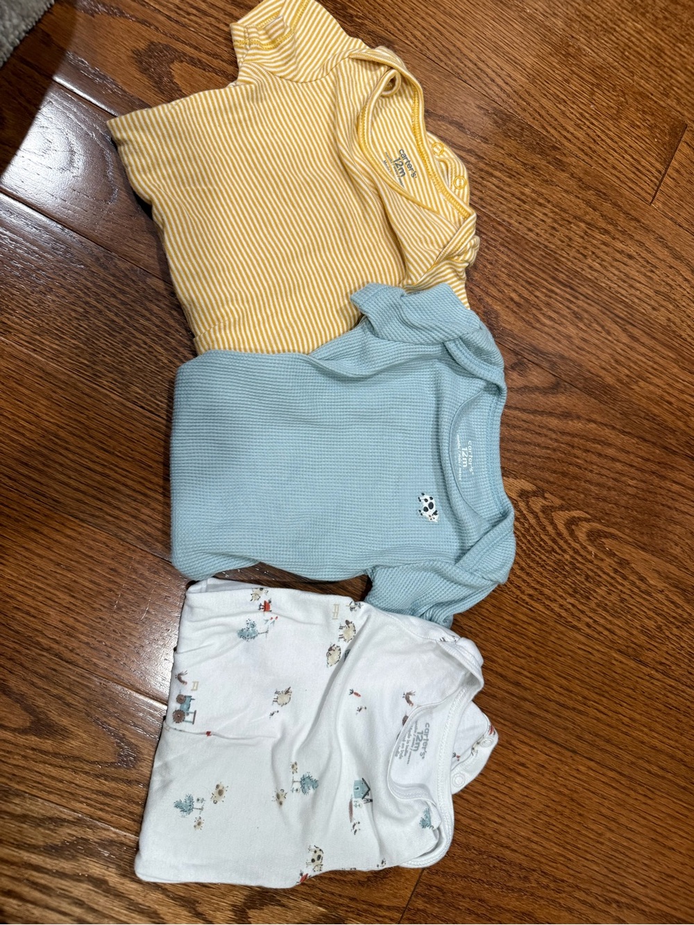 Carter's Yellow Stripe, Light Blue and White 3-Pack Baby Bodysuits